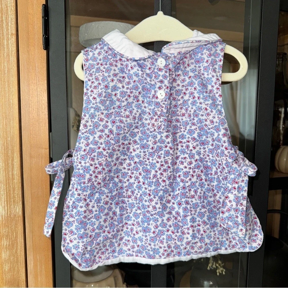 Smockingbird floral peter pan collar top dress tie bib bows toddler girl